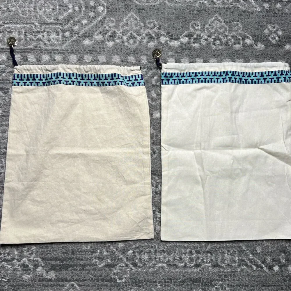 TWO Authentic TORY BURCH Cinch Cord Dust Bags Storage Cover 12” x 14.5”